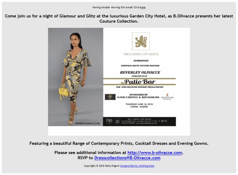 invitation thursday june th couture runway show garden city hotel garden city long island ny beverley olivacce collection