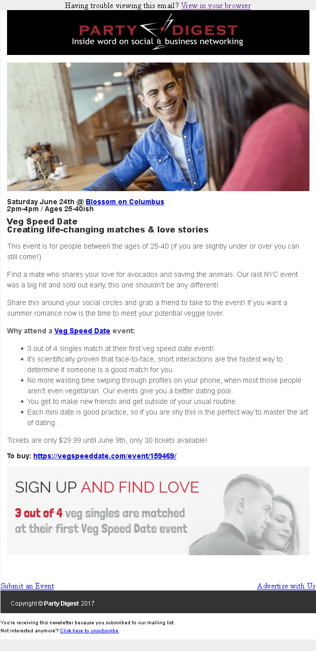 Veg Speed Dating Sat