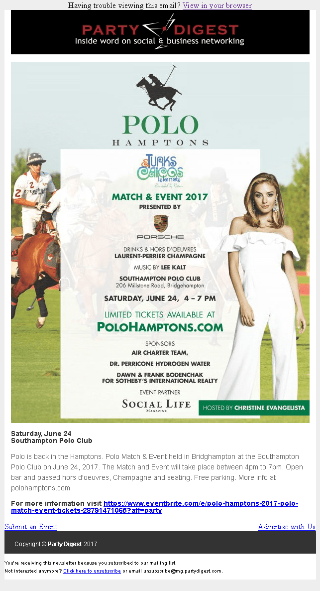 Event Invite For Polo Match in the Hamptons