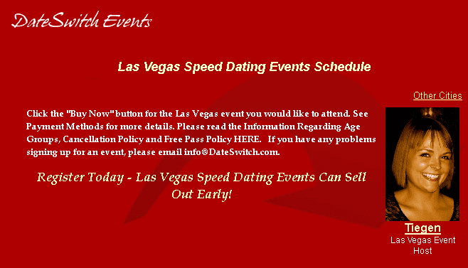 Speed Dating Events Schedule